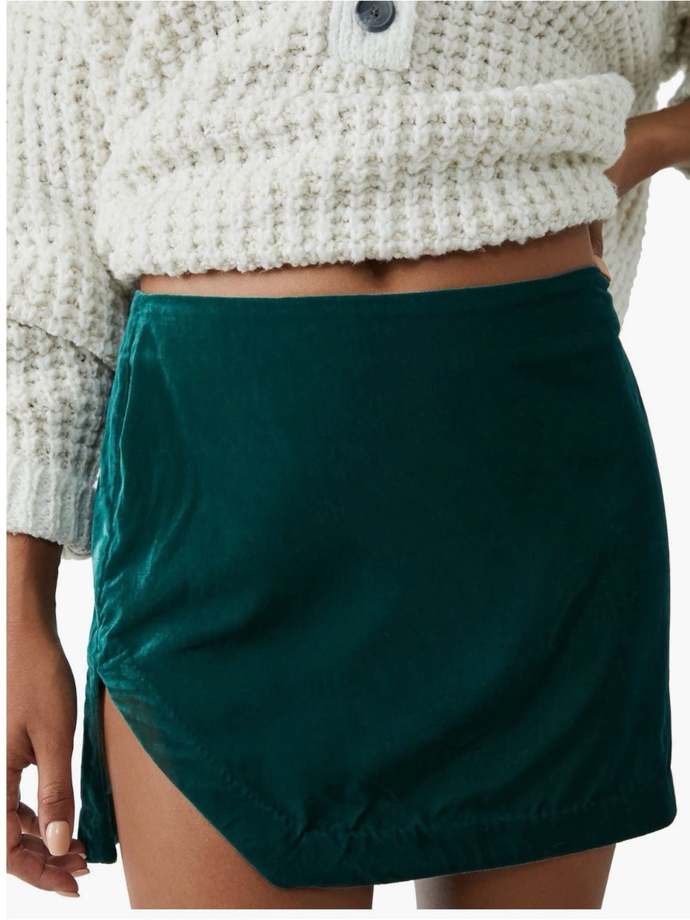 Free People Annalise Side
Vent Velvet Teal Mini Skirt